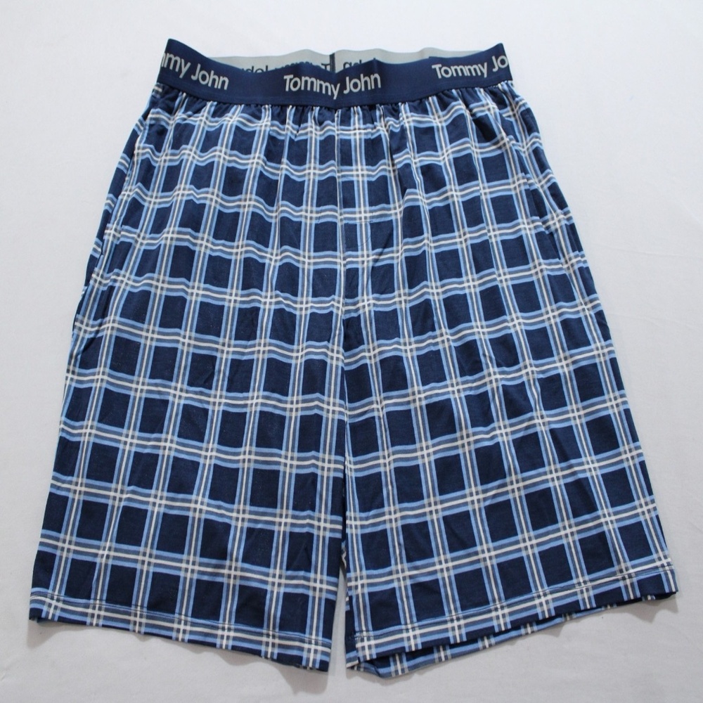 NEW Tommy John Sleep Shorts XL Sam Plaid Dress Blues